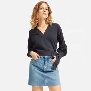 Everlane Black Wrap Blouse